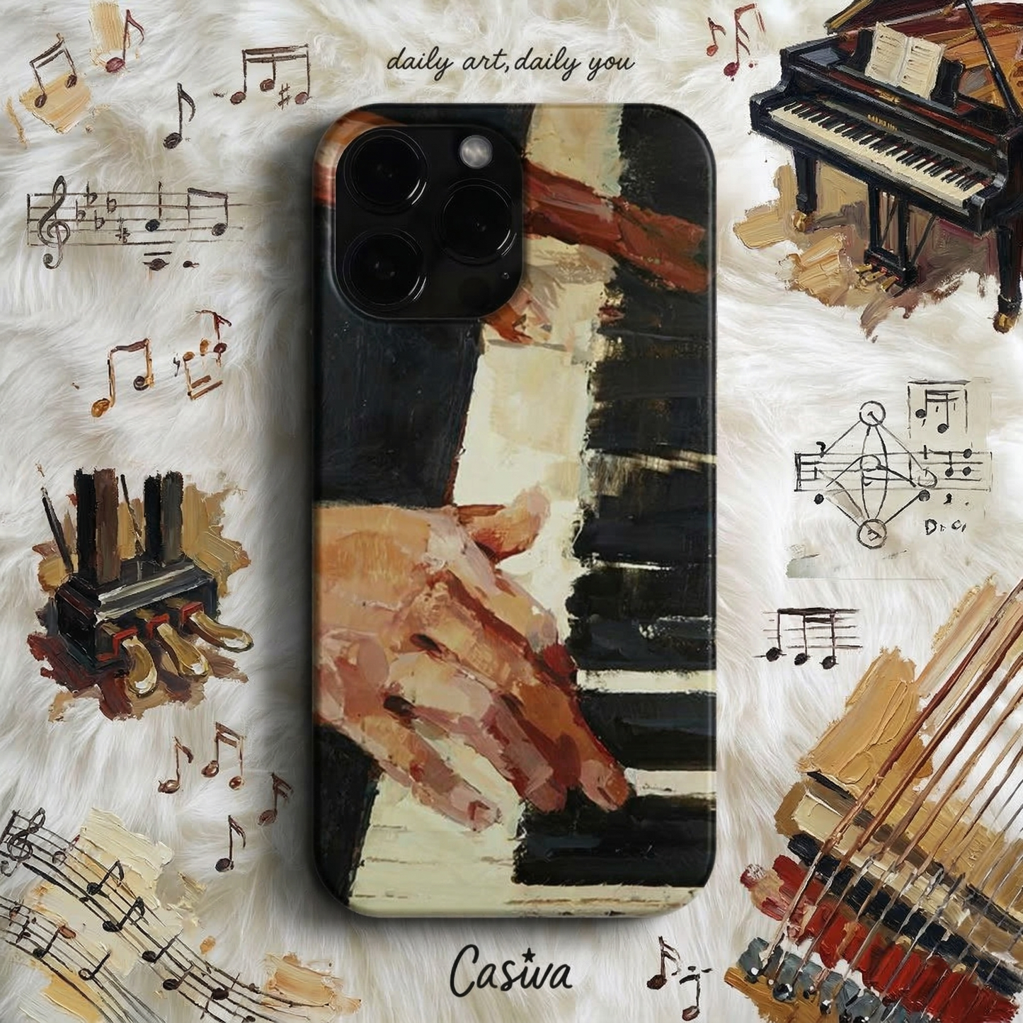 Casiva "Abstract Piano Art" Tasarım Telefon Kılıfı - Sanat & Tasarım Serisi