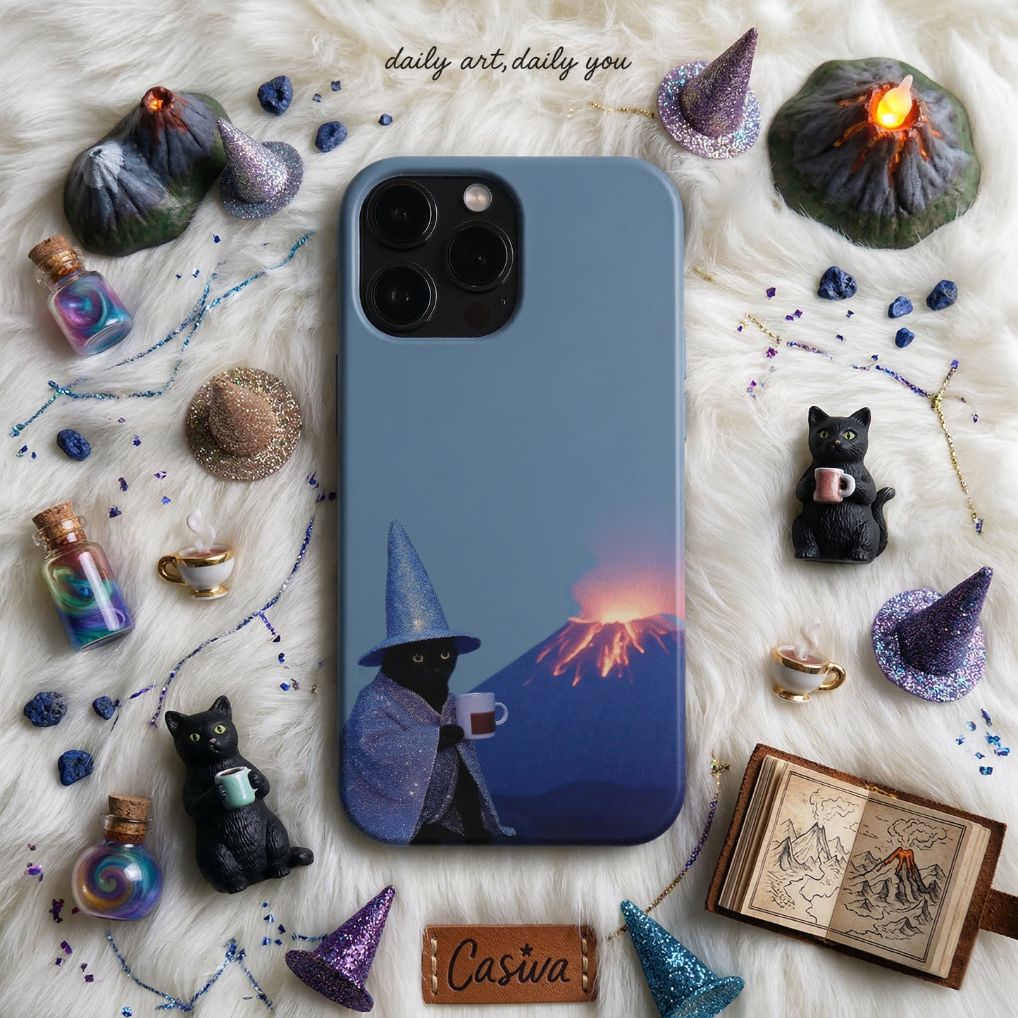 Casiva "Wizard Coffee Cat" Tasarım Telefon Kılıfı - iPhone Kılıfları Serisi