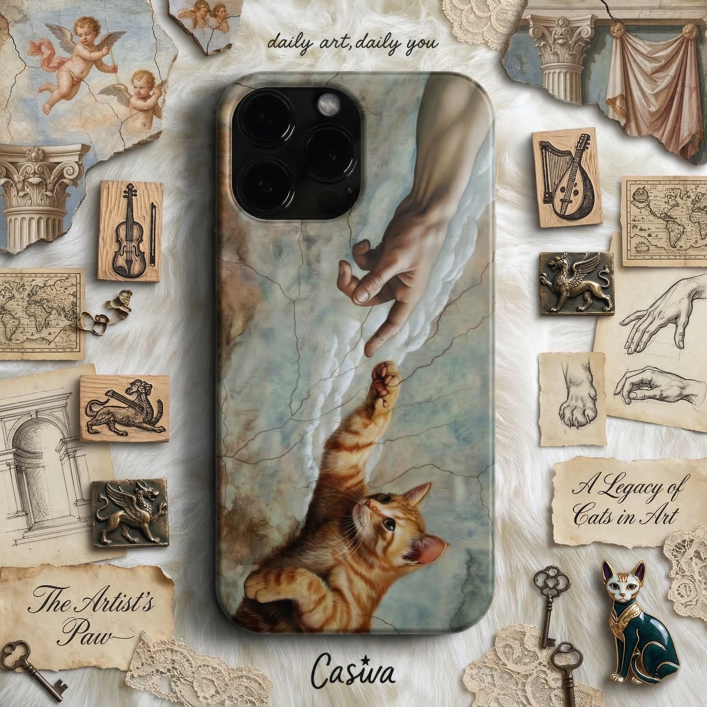 Casiva "Classical Cat Creation" Tasarım Telefon Kılıfı - Art & Design Serisi