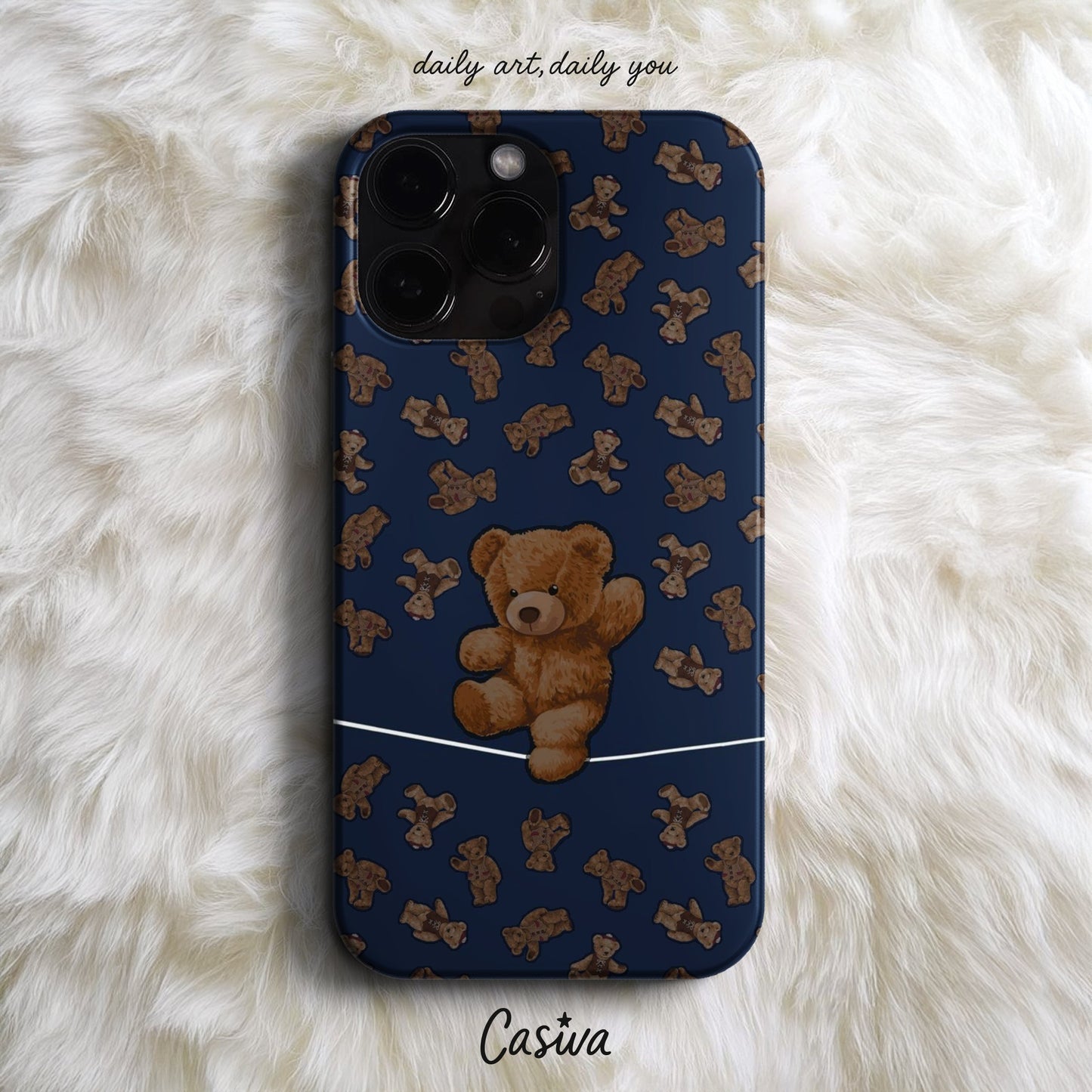Casiva "Happy Bear Pattern" Tasarım Telefon Kılıfı - Character Designs Serisi