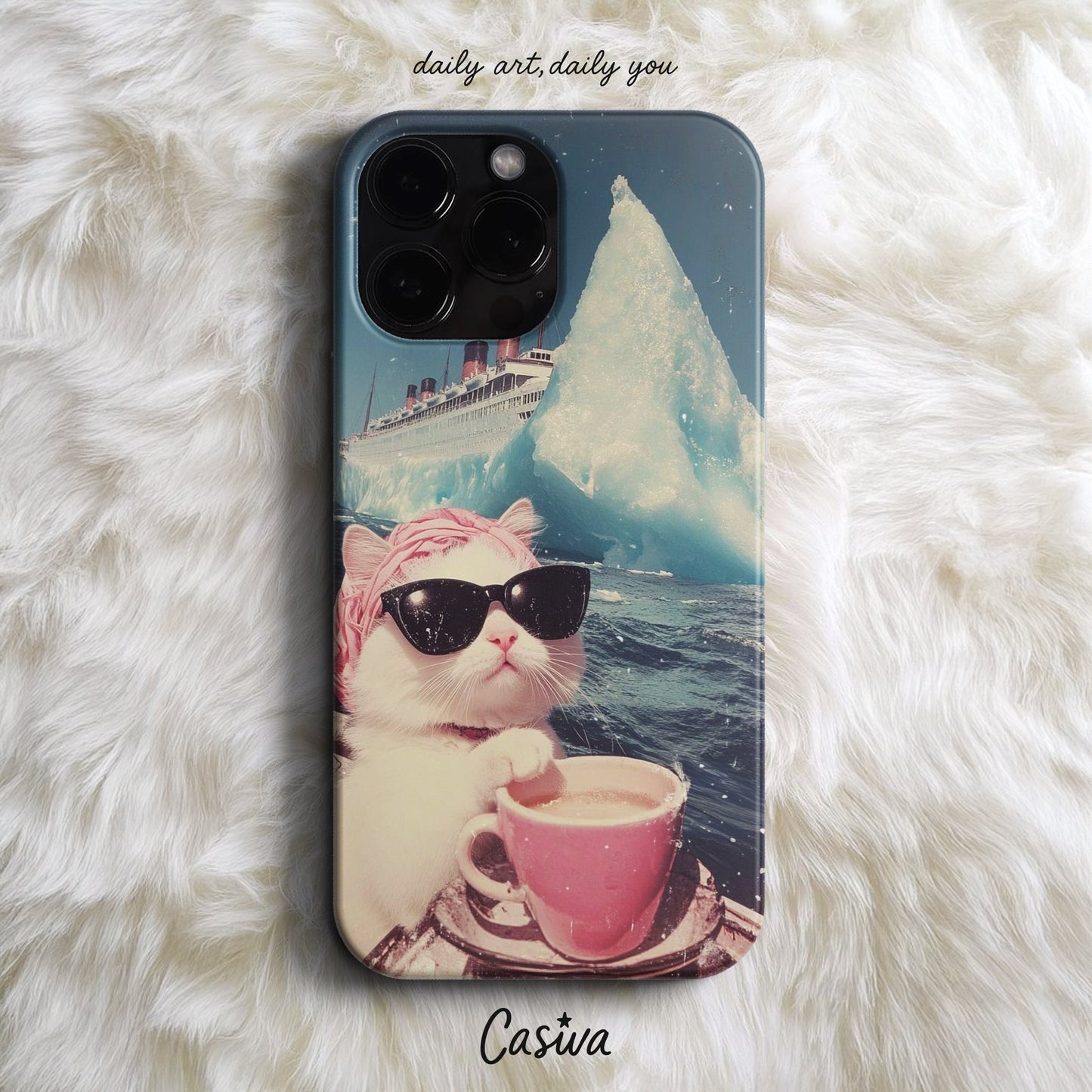 Casiva "Unbothered Titanic Cat" Tasarım Telefon Kılıfı - Cartoon & Characters Serisi