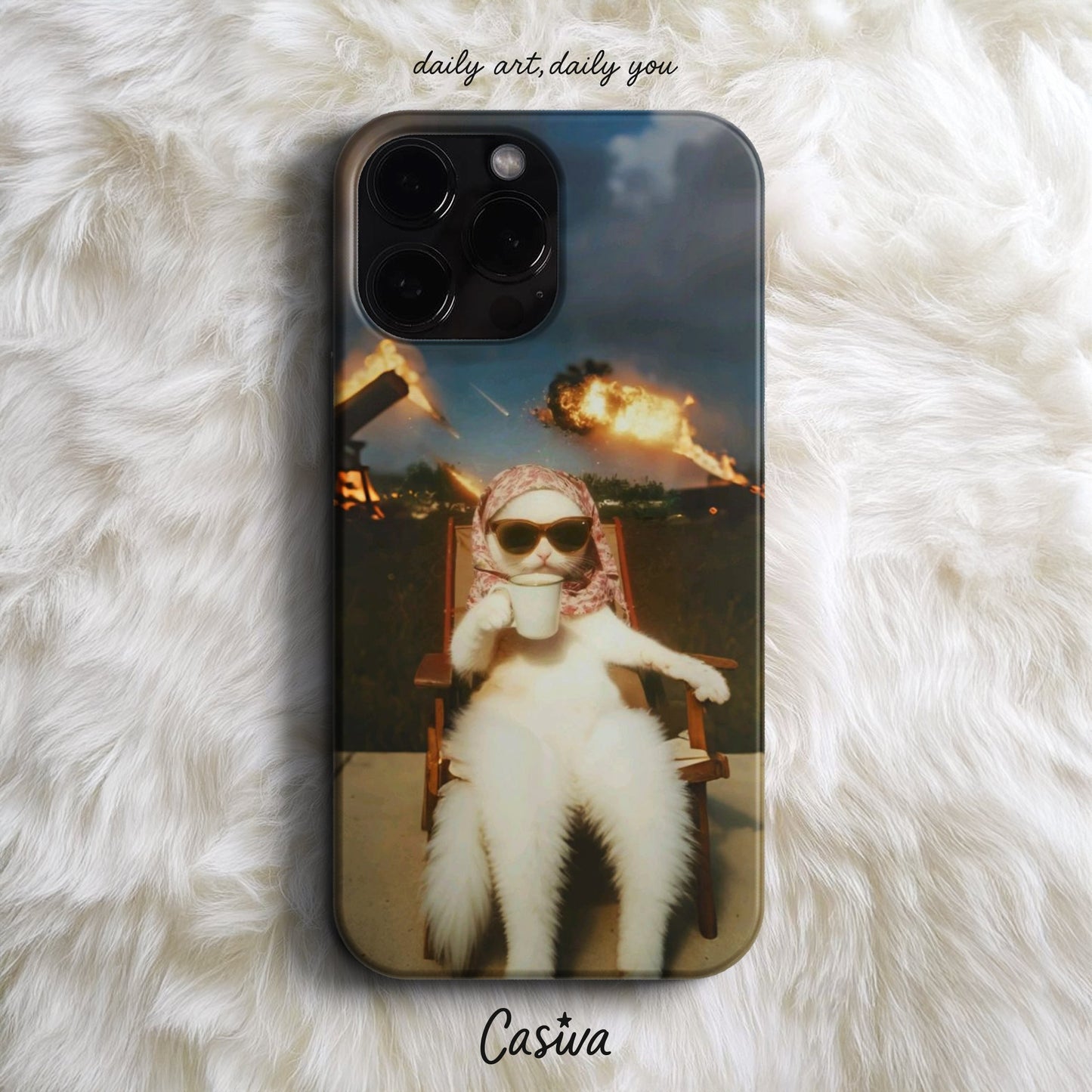 Casiva "Chaos Coffee Cat" Tasarım Telefon Kılıfı - Kedi Tasarımları Serisi