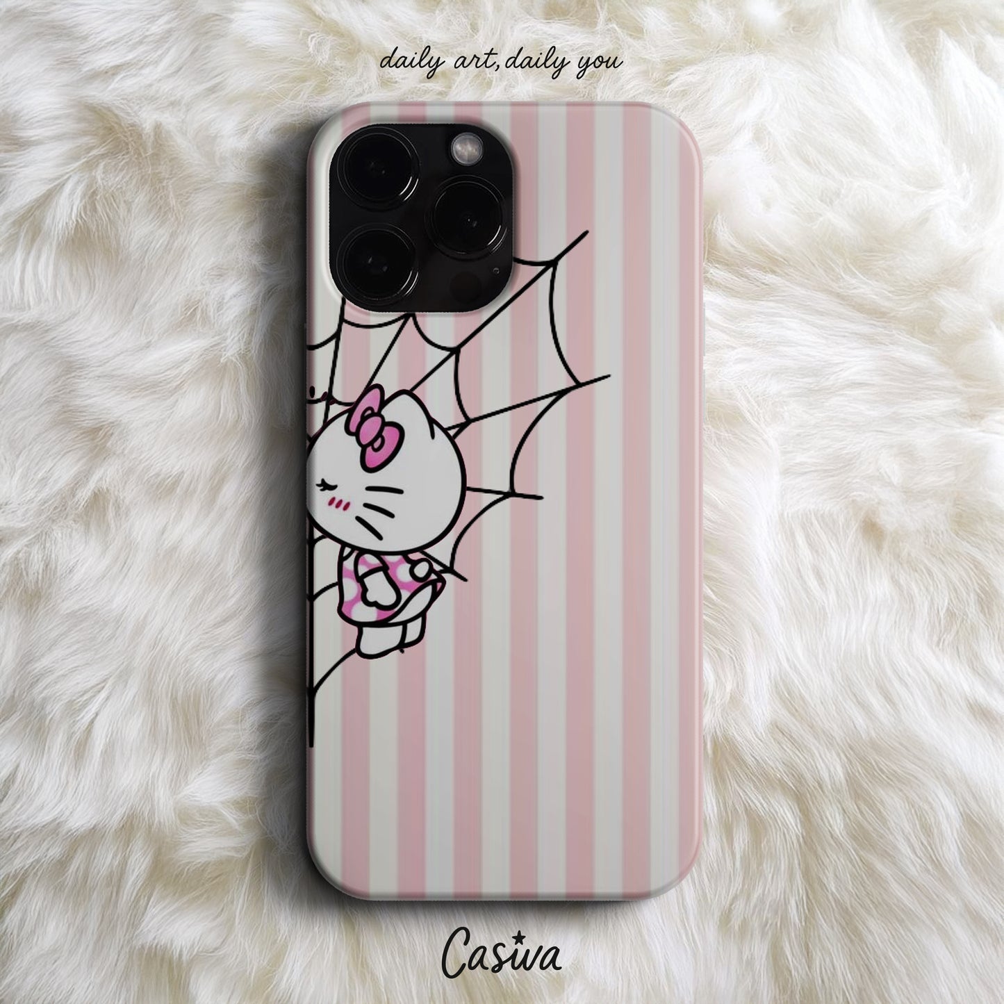 Casiva "Pink Web Kitty" Tasarım Telefon Kılıfı – Cute Serisi