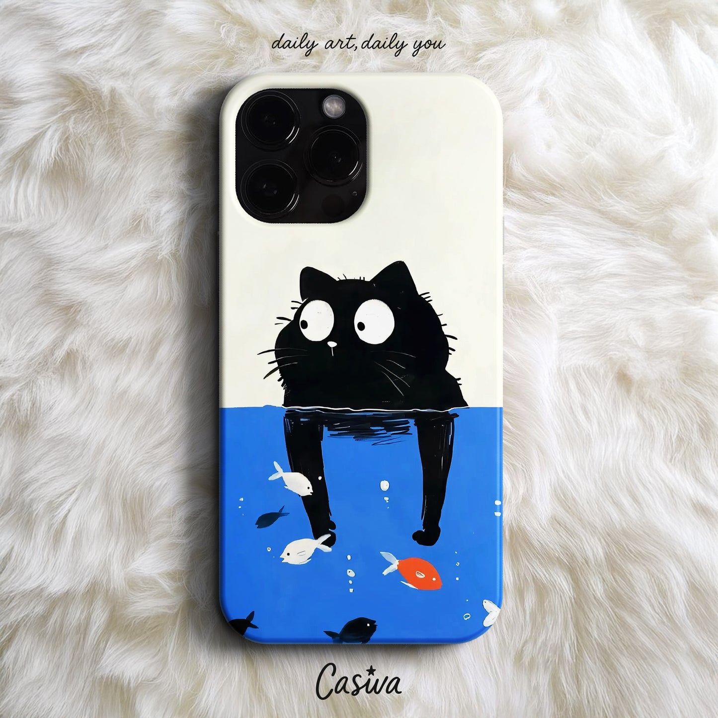 Casiva "Curious Water Cat" Tasarım Telefon Kılıfı – Cute Serisi