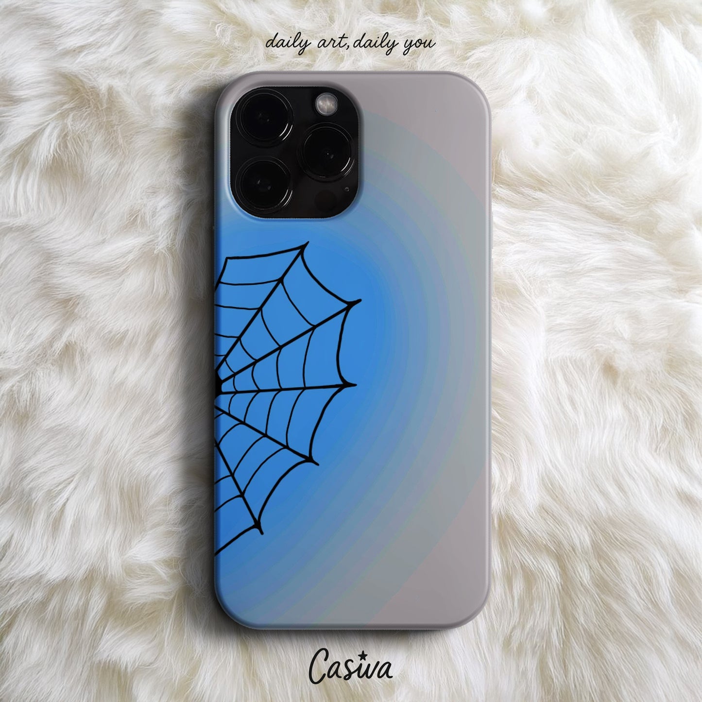 Casiva "Blue Spider Web" Tasarım Telefon Kılıfı – Dark Serisi