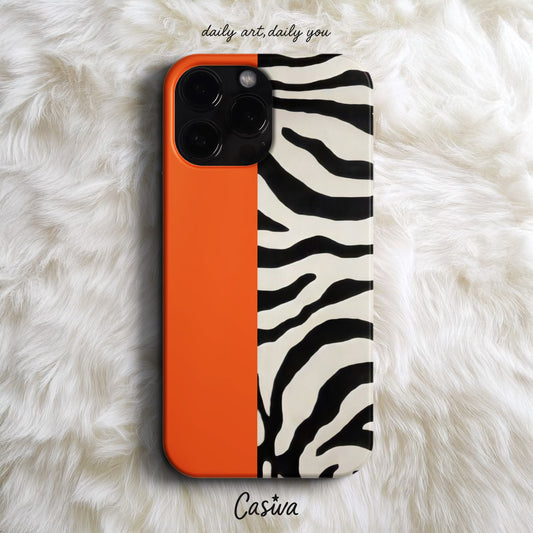 'Orange Zebra' Tasarım Telefon Kılıfı