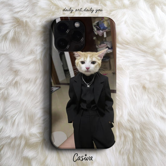 Casiva "Black Tie Kitty" Tasarım Telefon Kılıfı - Tasarım Kılıflar Serisi