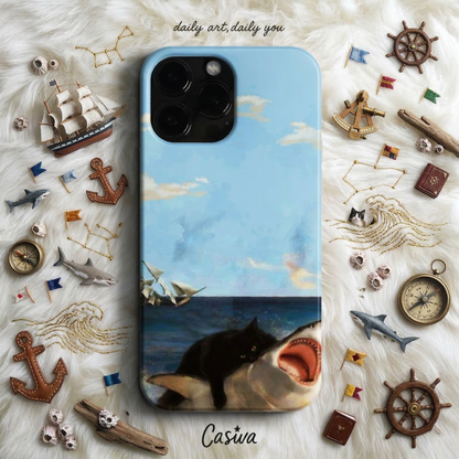 Casiva "Shark Ride Cat" Tasarım Telefon Kılıfı - Tasarım Kılıflar Serisi