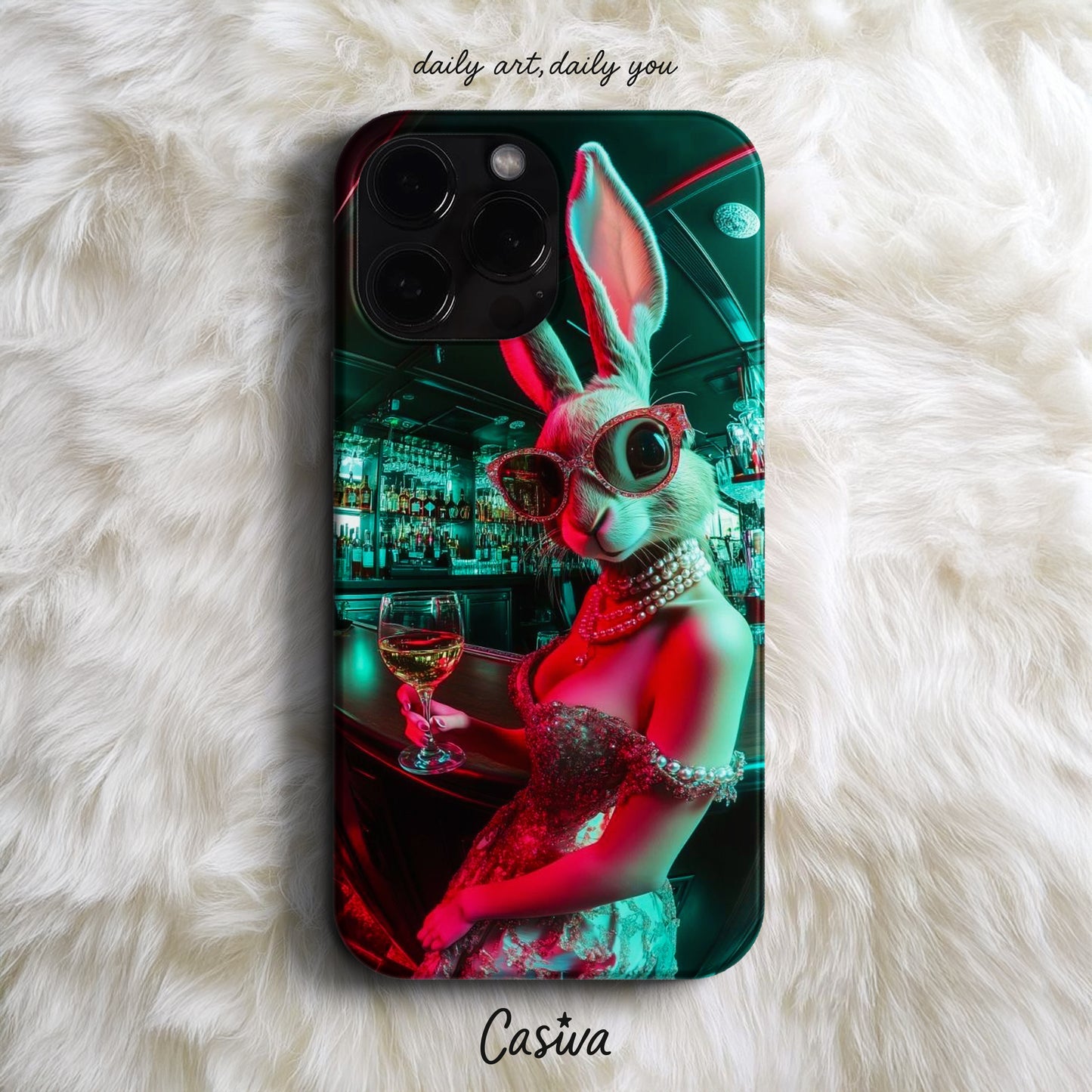 'Midnight Glam Rabbit' Tasarım Telefon Kılıfı