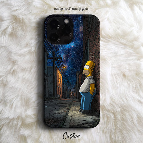 'Stargazing Homer' Tasarım Telefon Kılıfı