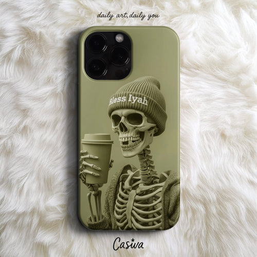 'Coffee Lover Skeleton' Tasarım Telefon Kılıfı