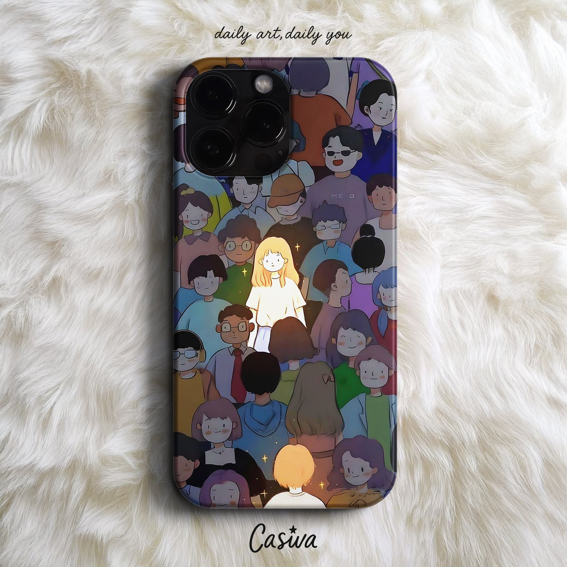 Casiva "Glowing Crowd Girl" Tasarım Telefon Kılıfı – Art Serisi