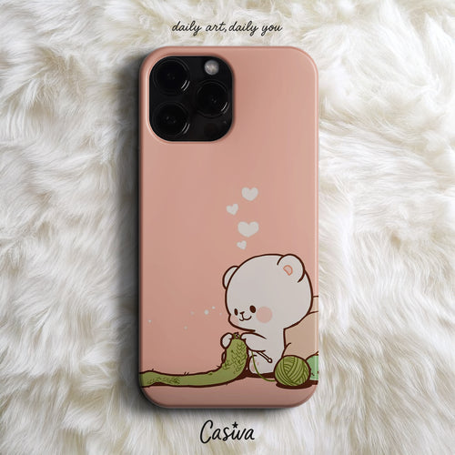 Casiva "Cozy Knitting Bear" Tasarım Telefon Kılıfı – Cute Serisi