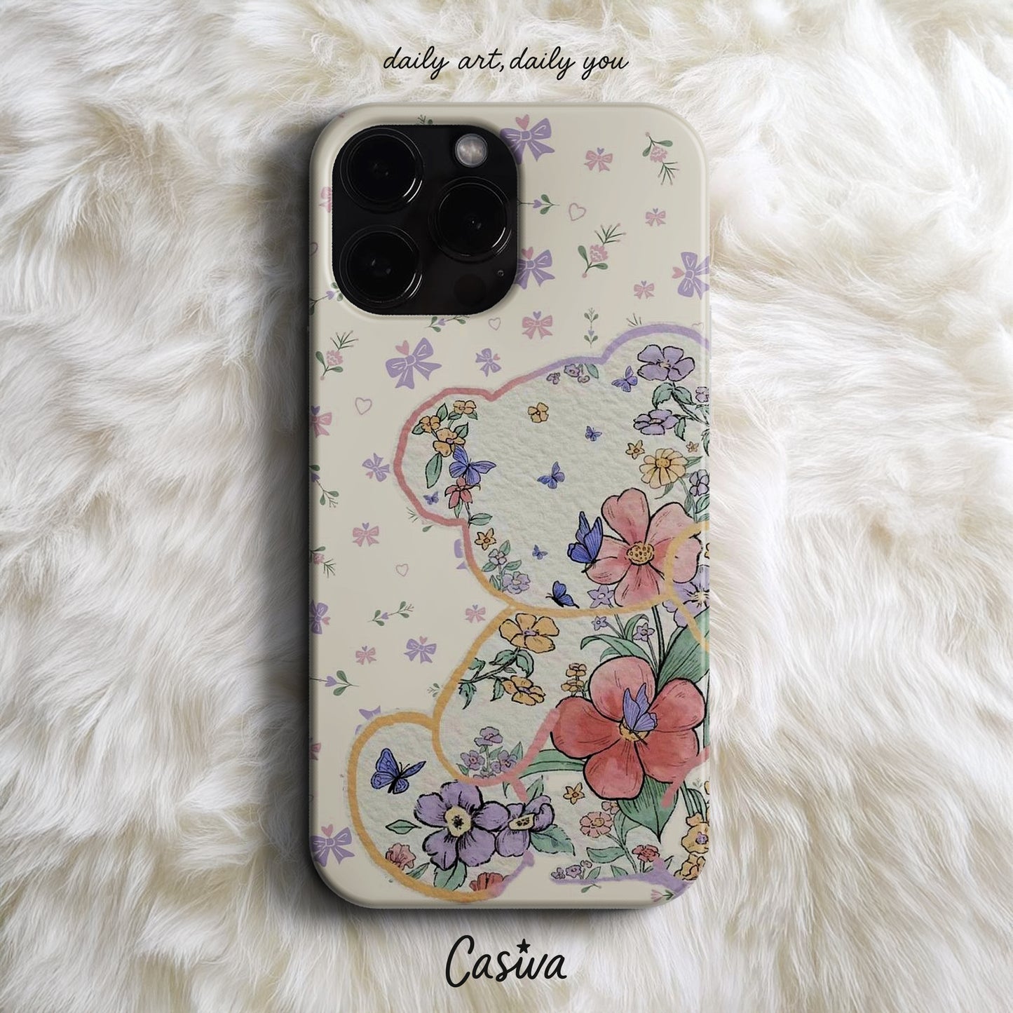 Casiva "Floral Bear Garden" Tasarım Telefon Kılıfı – Cute Serisi