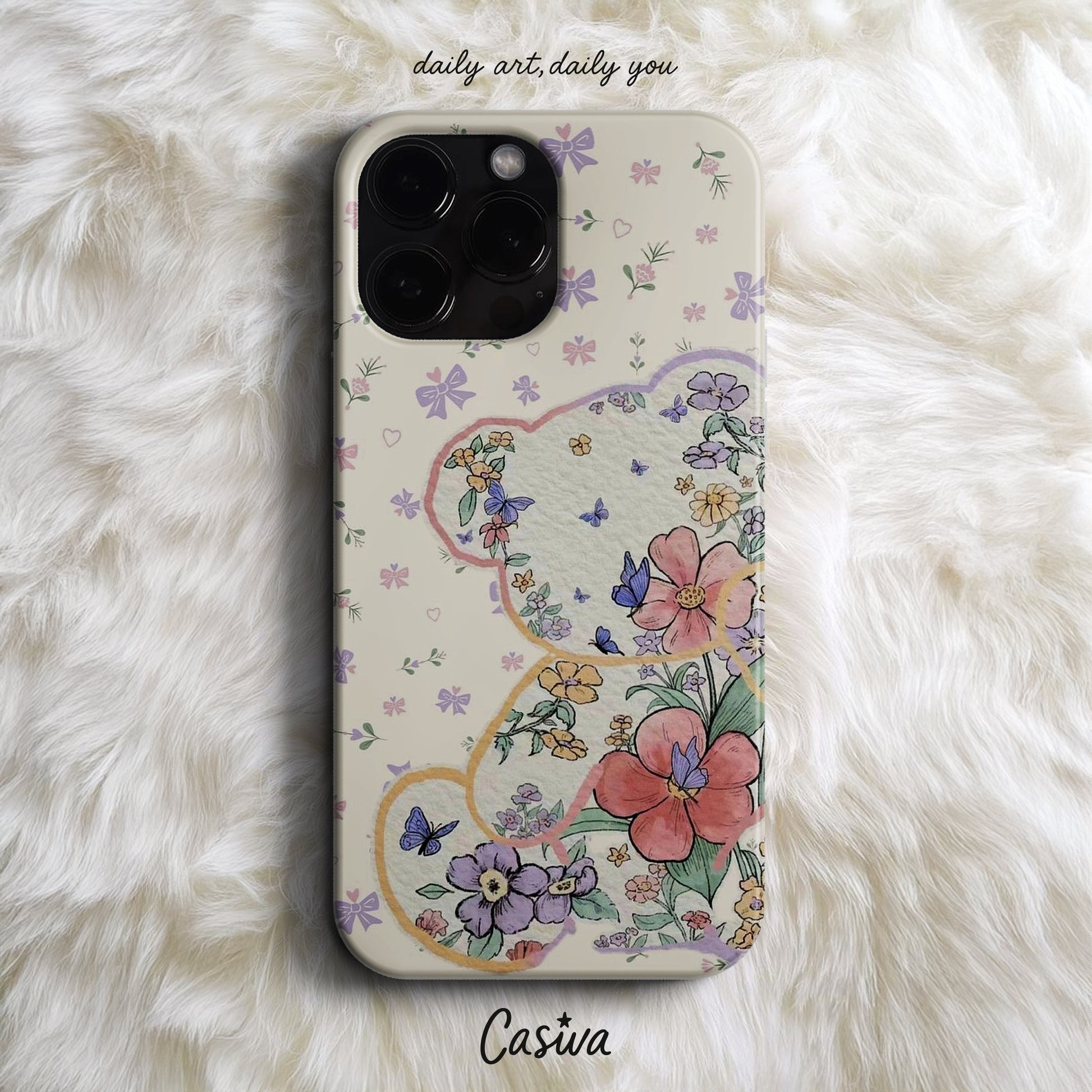 Casiva "Floral Bear Garden" Tasarım Telefon Kılıfı – Cute Serisi