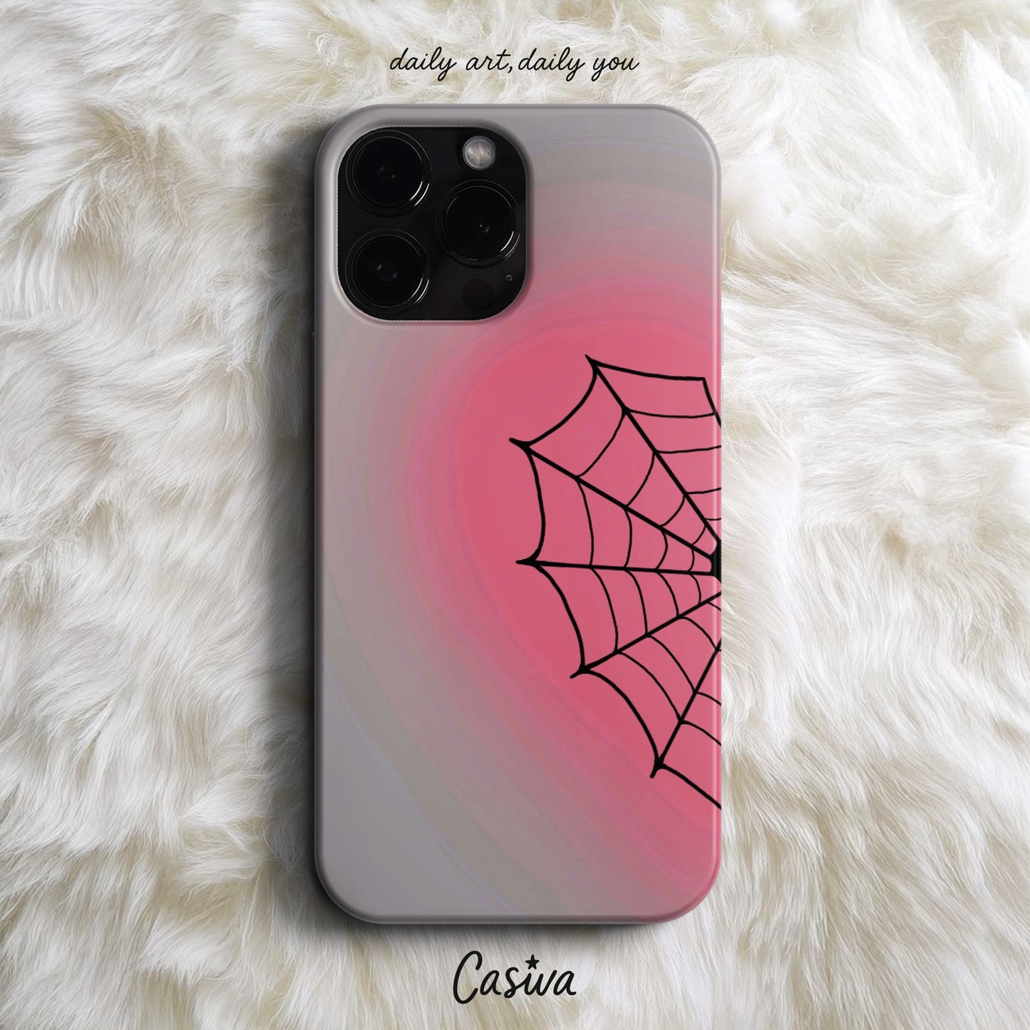 Casiva "Pink Web Corner" Tasarım Telefon Kılıfı – Dark Serisi